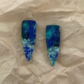 Azurite Malachite Cabochons loose 28 X 10mm each 16.98cttw